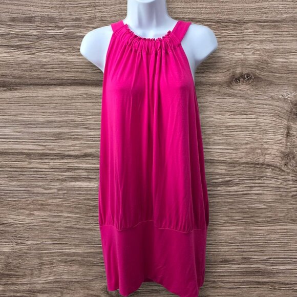 Express ✦ Bright Pink Halter Dress ✦ Modal ✦ Spandex ✦ Pull Over Style L EUC - Picture 2 of 8